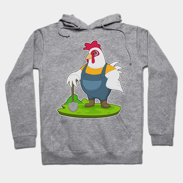 Rooster Farmer Shovel Hoodie by Markus Schnabel